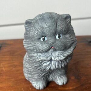 Ceramic Gray Persian Cat Figurine